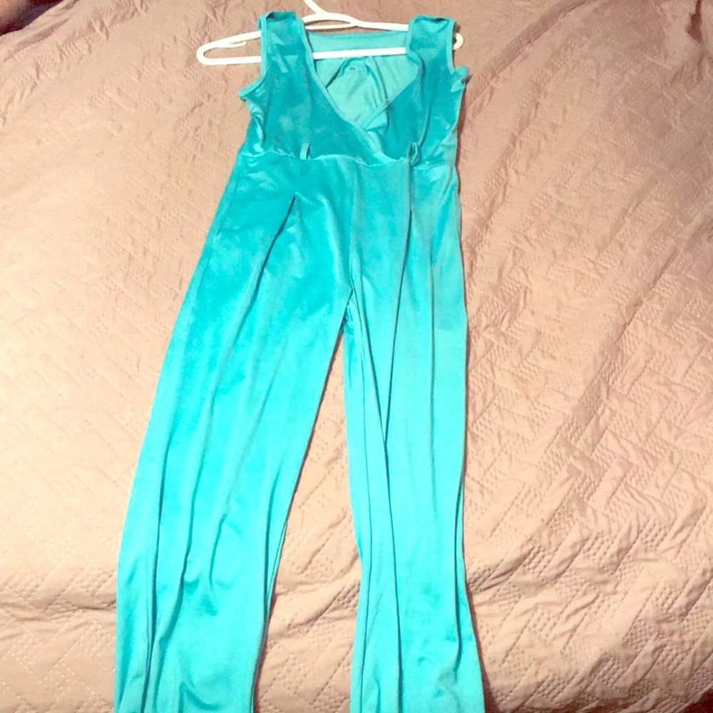 blue jumpsuit